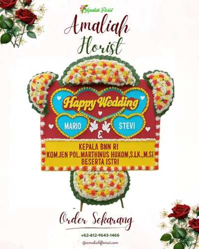 Karangan Papan Bunga Pernikahan di Mampir